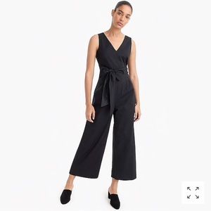 NWT Wrap-tie jumpsuit in stretch poplin
